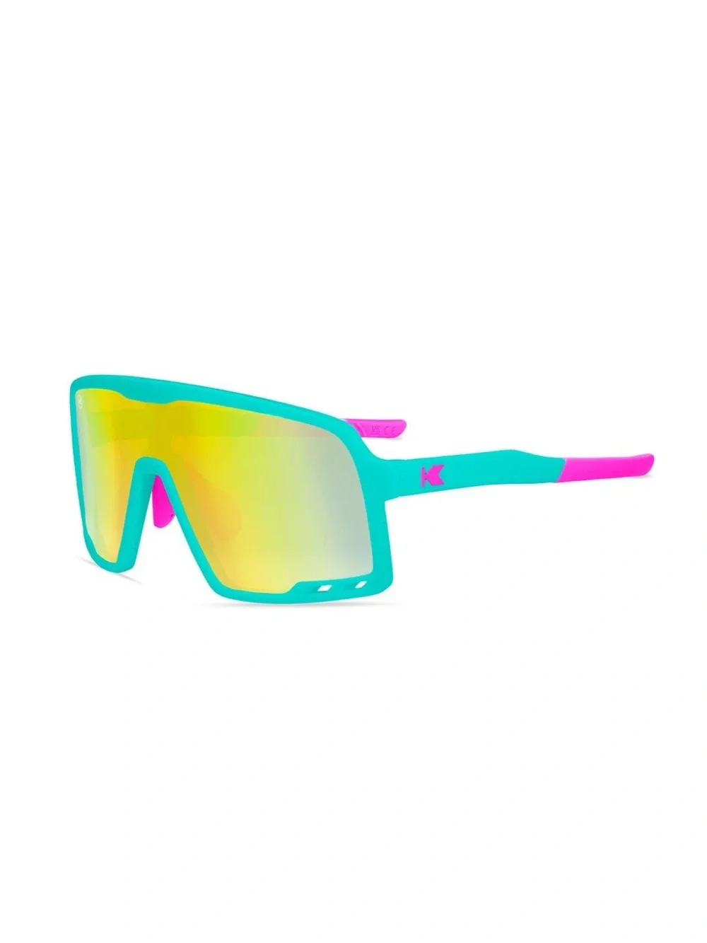 Knockaround Kids Campeone Turquoise and Pink Sport Sunglasses with Mirror Lens